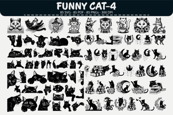 Download Funny Cat Vector Bundle – 85 Designs - Cat vector Collection